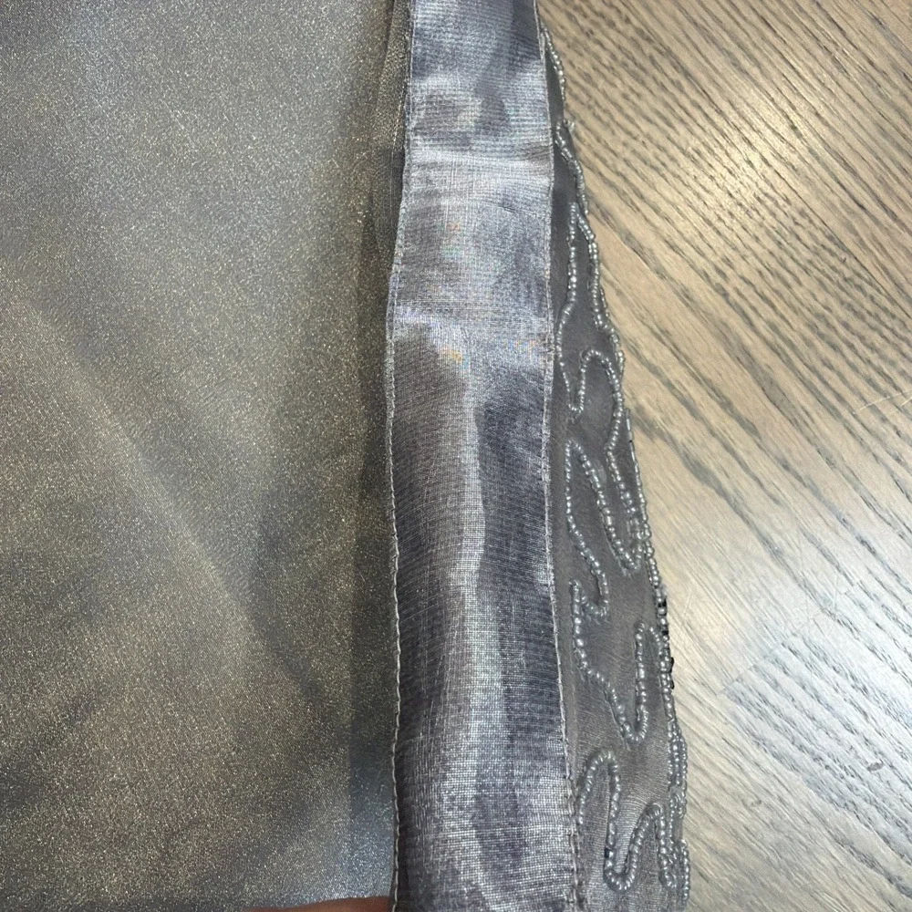 Vintage Glam Hand Beaded And Sequin Pillow Cover GunMetal Gray , 15 X 15 EUC